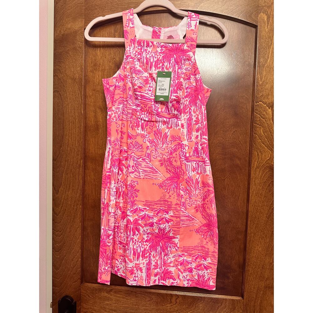 NWT Lilly Pulitzer Simone Dress Cheeky Melon Rule Breakers Pink Shift 0